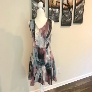 Mix pattern multicolor pink blue white dress NWOT